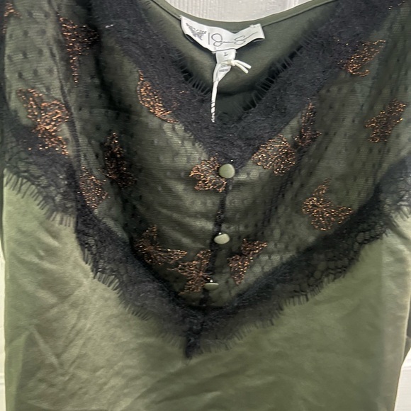 Jessica Simpson Women's Alex Lace Cami Top green with lace butterflies NWT Large - Picture 5 of 10